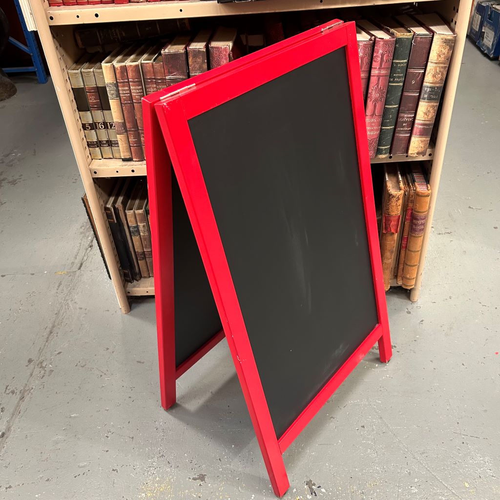 BLACKBOARD, Red A Frame 50cm x 87cmH ( Inside 43cm x 68cmH )
